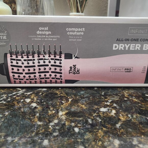 InfinitiPRO by Conair – The Knot Dr. All-in-One Compact Oval Dryer Brush (Pink) - Picture 1 of 4